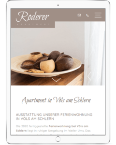Einfache Webseite für Zimmervermieter - Apartment Roderer