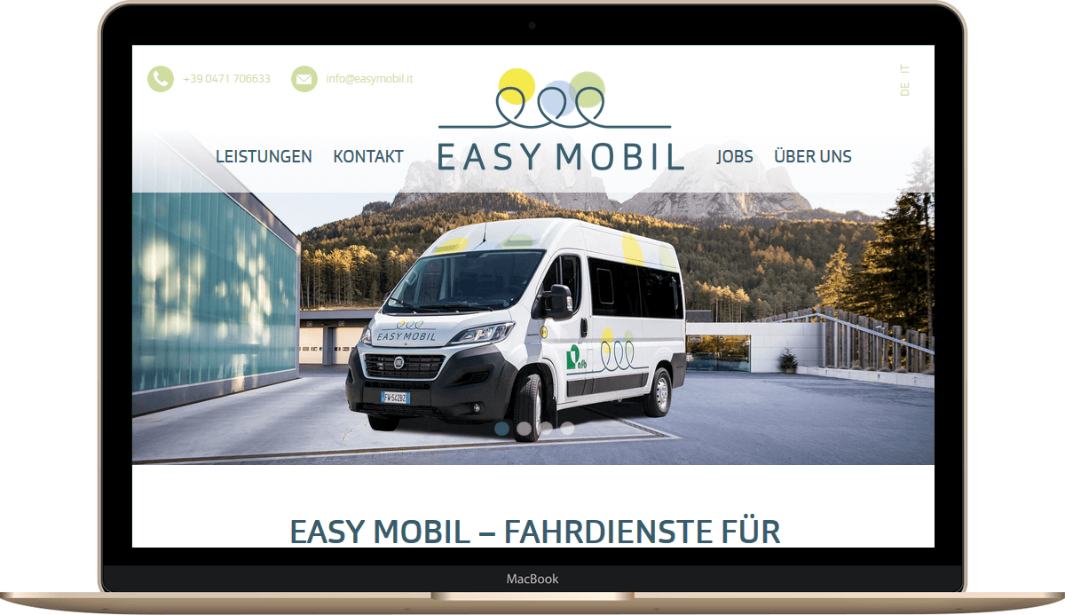 Webseite für Dienstleitungsbetrieb in Südtirol EasyMobil