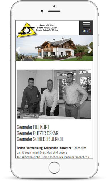 Webseite für Smartphones und Tablets für Geometer Fill Putzer Schieder