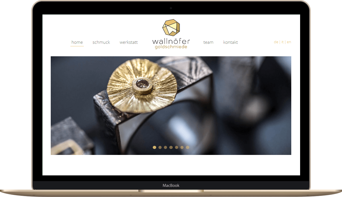 Webseite für Goldschmiede Wallnöfer - Handwerksbetrieb in Südtirol
