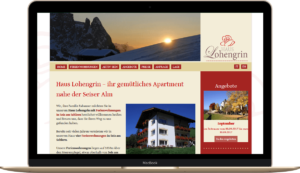 Webseite für Zimmervermieter Haus Lohengrin in Seis