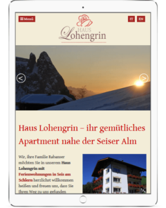 Webseite für Zimmervermieter Haus Lohengrin in Seis