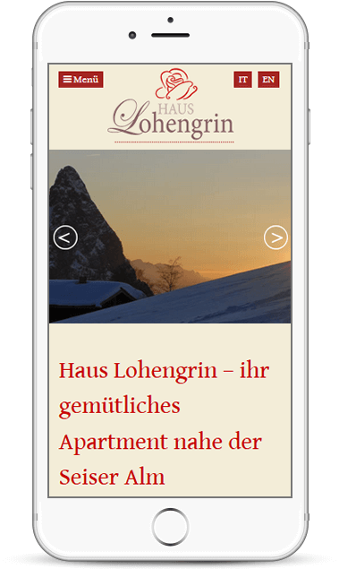 Webseite für Zimmervermieter Haus Lohengrin in Seis