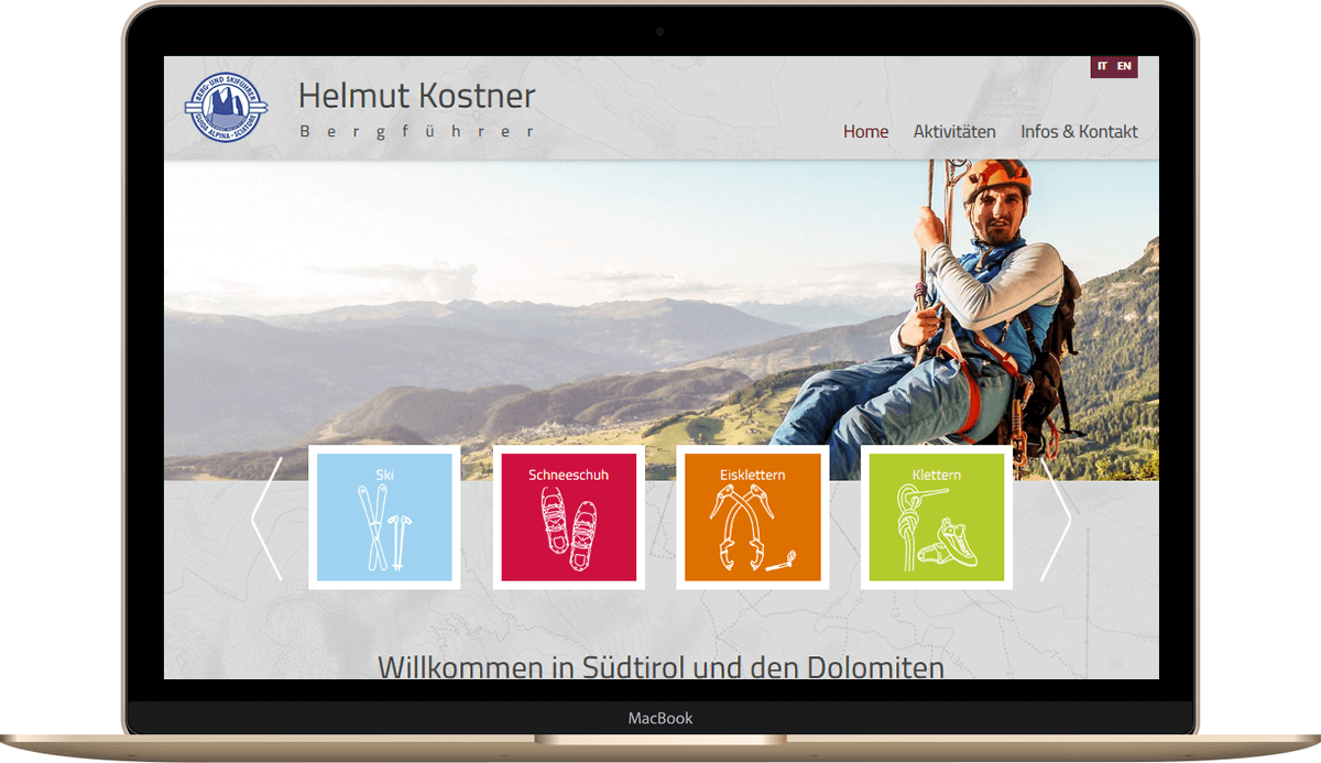 Webseite für Bergführer und Dienstleister in Südtirol - Helmut Kostner in Kastelruth