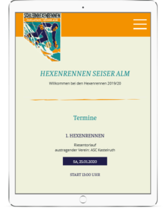 Webseite fürs Tablet der Hexenrennen Seiser Alm