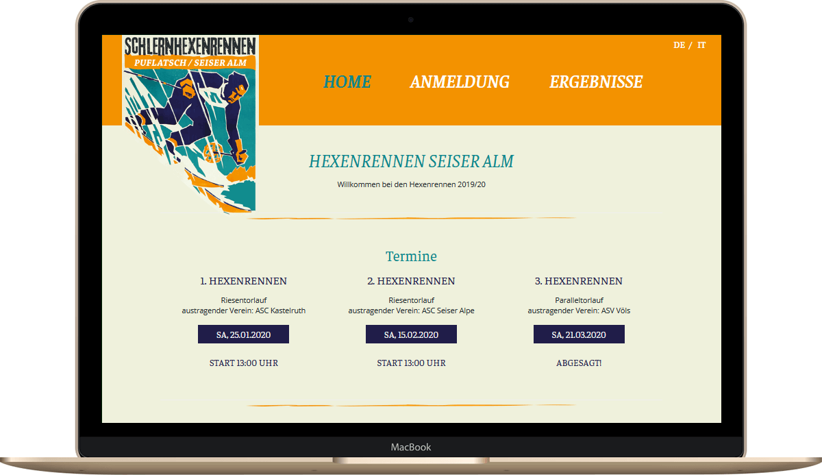 Webseite fürs Schlernhexenrennen Seiser Alm