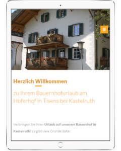 Webseite für Urlaub auf dem Bauernhof Hoferhof