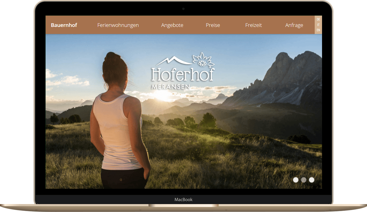 Webseite für den Hoferhof in Meransen - Urlaub auf dem Bauernhof