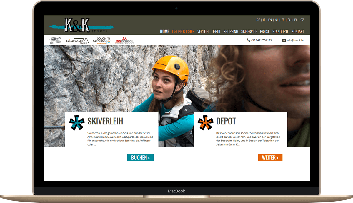 Webseite für K&K Sports - Sportgeschäft