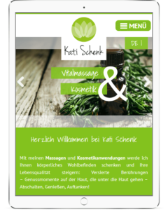 Internetseite für Tablets für Vitalmassage und Kosmetik Kati Schenk in Deutschland