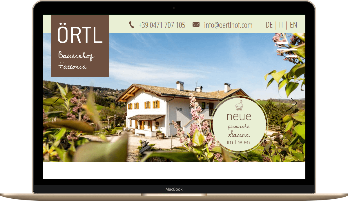 Webseite für Urlaub auf den Bauernhof Örtlhof in Seis am Schlern