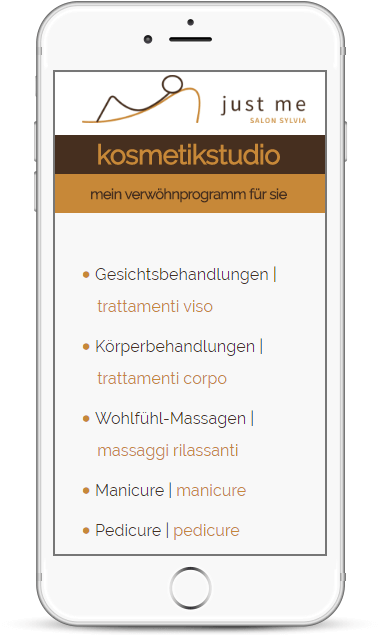 Webseite für Kosmetikstudio Salon Just me