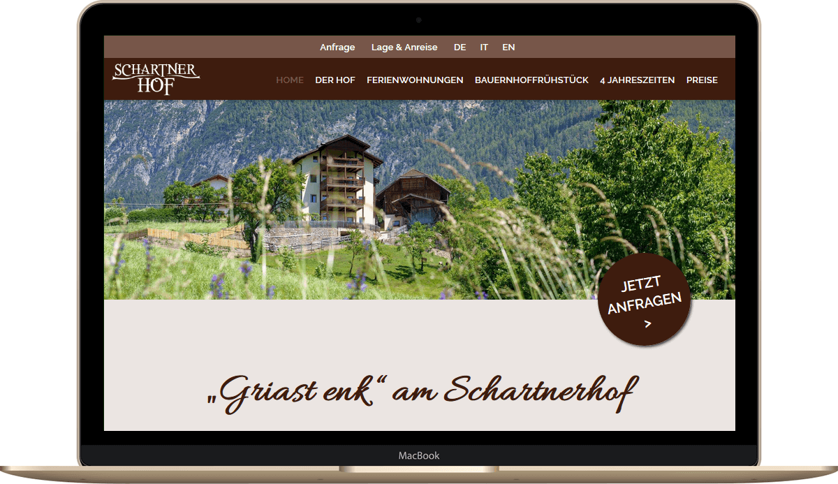 Webseite für Urlaub auf dem Bauernhof