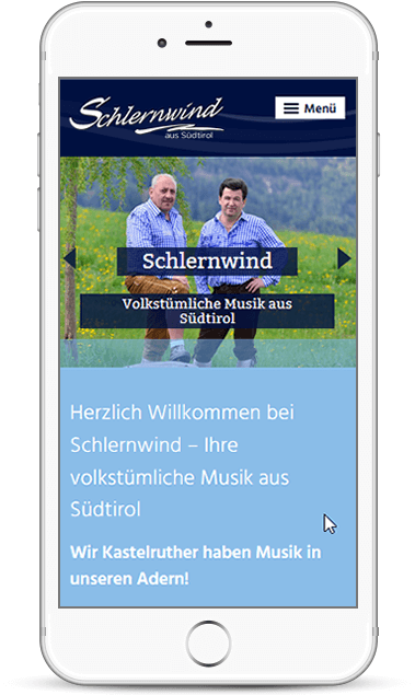 Internetseite für Musikgruppe in Südtirol - Webseite Schlernwind in Kastelruth