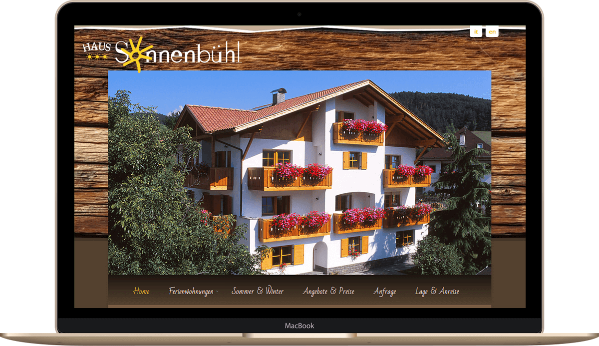 Webseite für Zimmervermieter Haus Sonnenbühl in Kastelruth