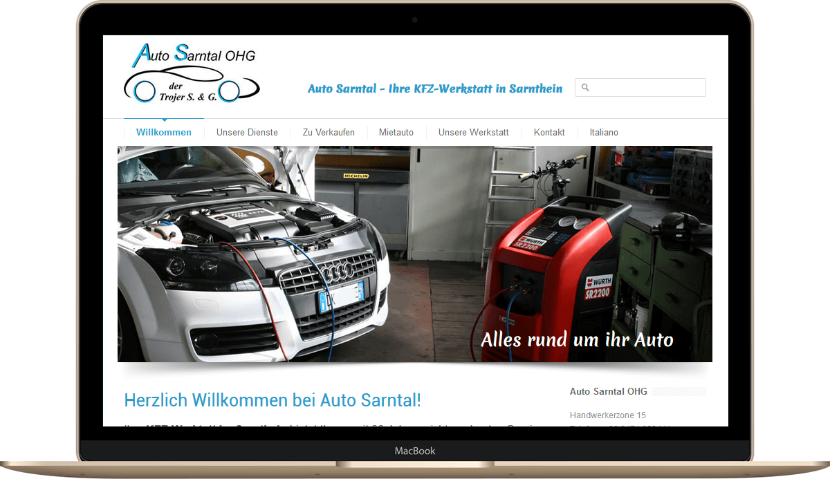 Webseite für Auto Sarntal