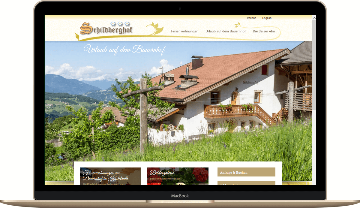 Webseite Urlaub auf dem Bauernhof - Schildberghof